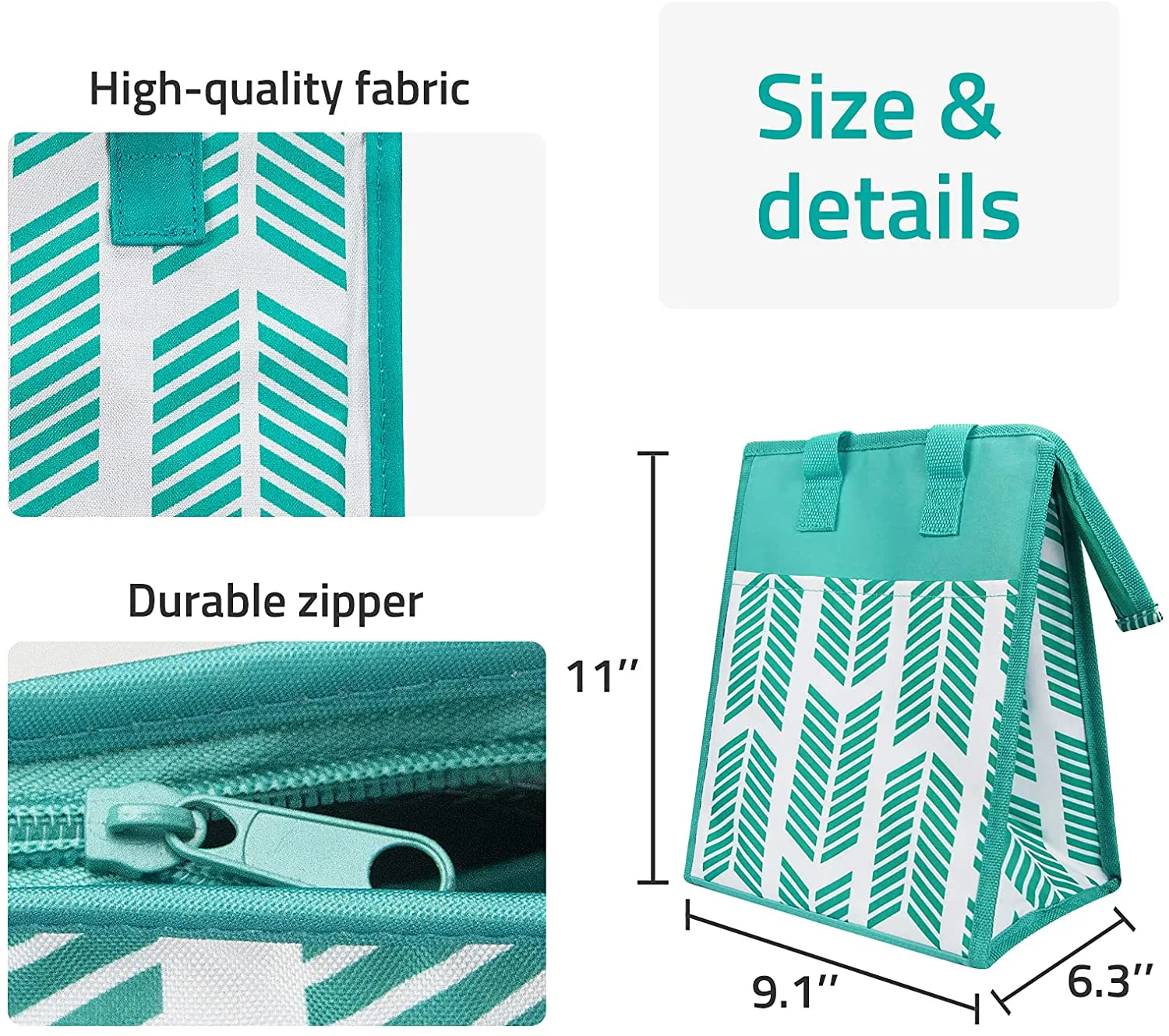 Reusable Insulated Lunch Bags for Women Large Cooler Tote Bag Durable Leakproof Picnic Box(Green Arrow))