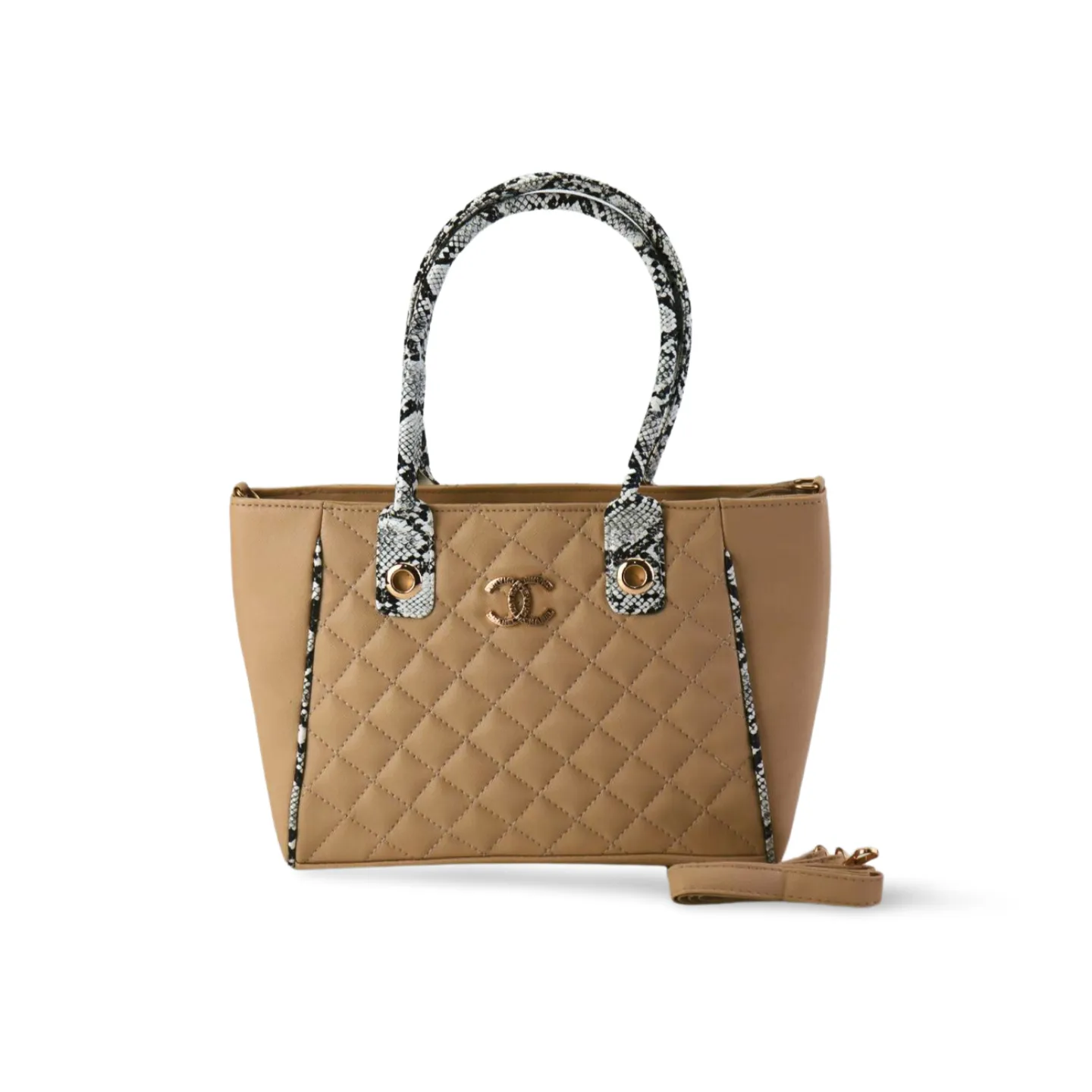 Stylish and Durable Handbag with Snake Print Handle