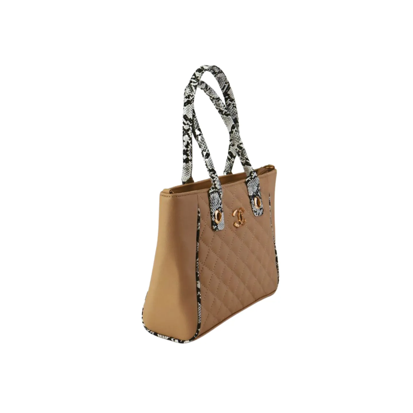 Stylish and Durable Handbag with Snake Print Handle