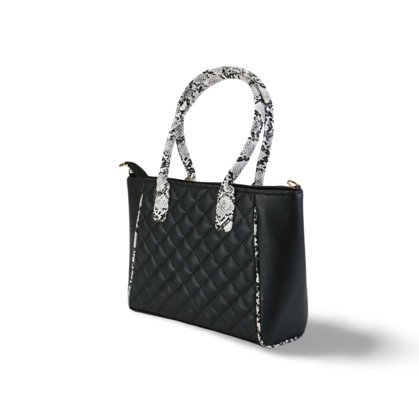 Stylish and Durable Handbag with Snake Print Handle