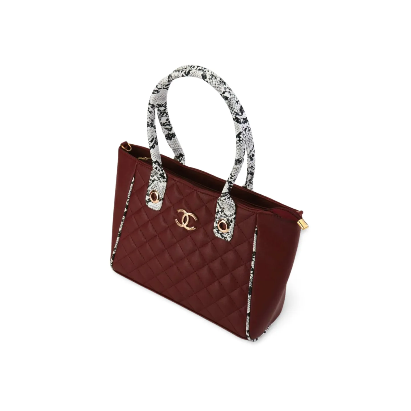 Stylish and Durable Handbag with Snake Print Handle