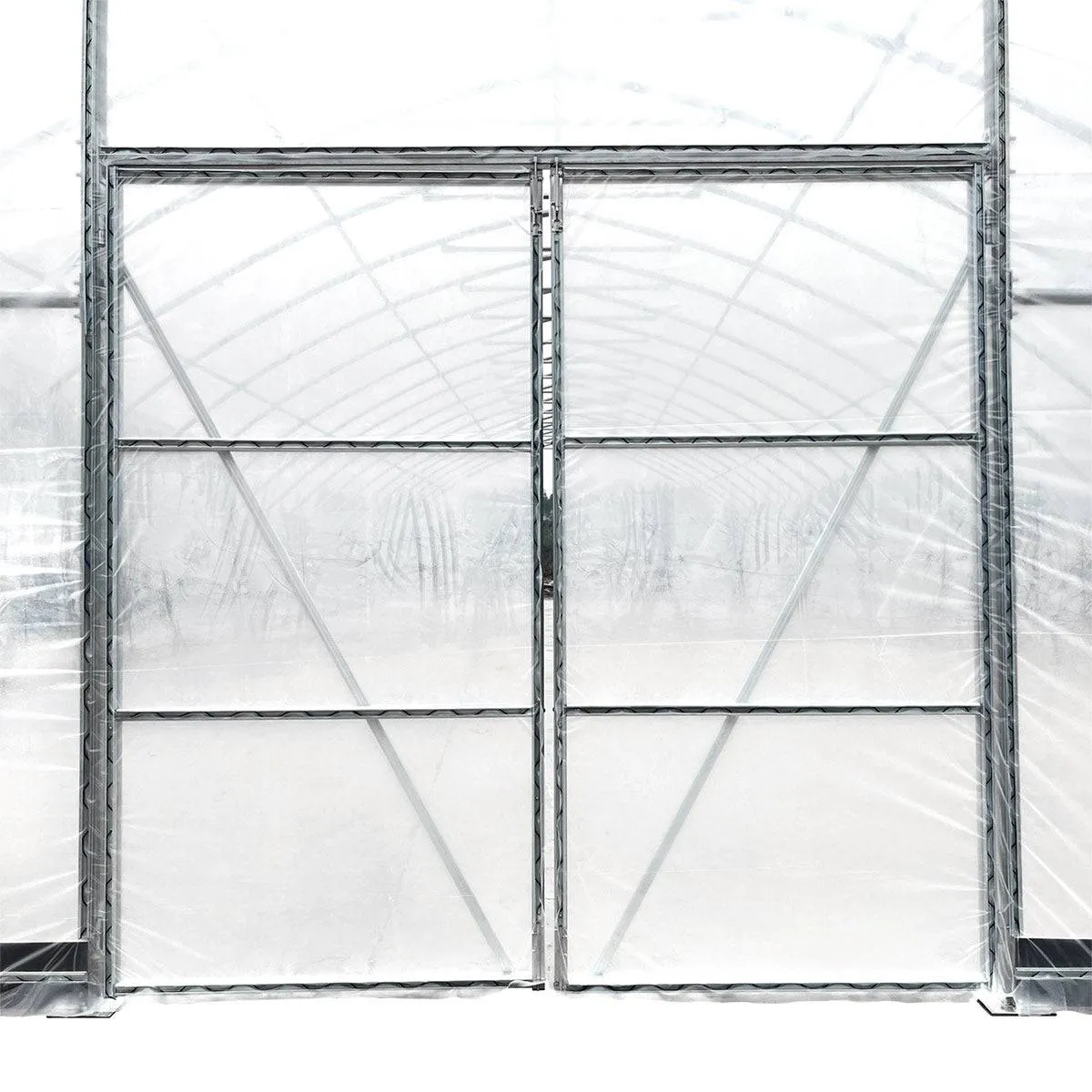 TMG Industrial 30’ x 30’ Tunnel Greenhouse Grow Tent w/6 Mil Clear EVA Plastic Film, Cold Frame, Hand Crank Roll-Up Sides, Peak Ceiling Roof, TMG-GH3030