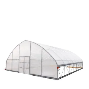 TMG Industrial 30’ x 30’ Tunnel Greenhouse Grow Tent w/6 Mil Clear EVA Plastic Film, Cold Frame, Hand Crank Roll-Up Sides, Peak Ceiling Roof, TMG-GH3030