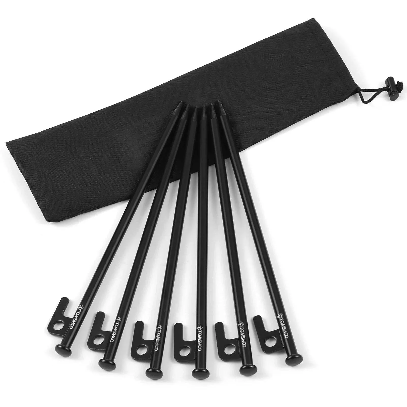 TOMSHOO 8 Inch /12 Inch Tent Pegs 6PCS Heavy Duty Steel Tent Stakes for Outdoor Camping Canopy Awning Camping Accessories