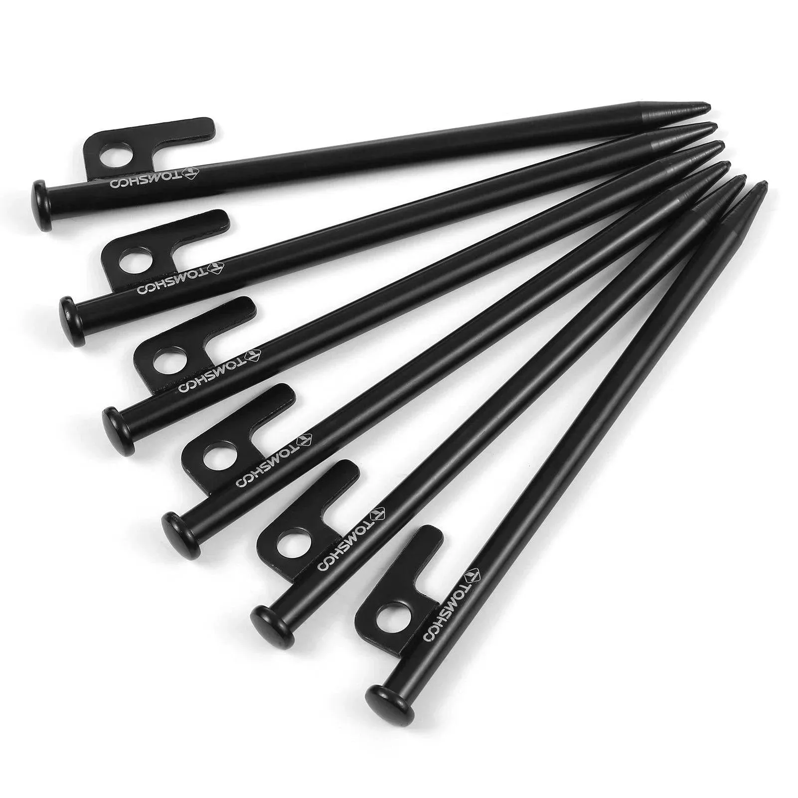 TOMSHOO 8 Inch /12 Inch Tent Pegs 6PCS Heavy Duty Steel Tent Stakes for Outdoor Camping Canopy Awning Camping Accessories