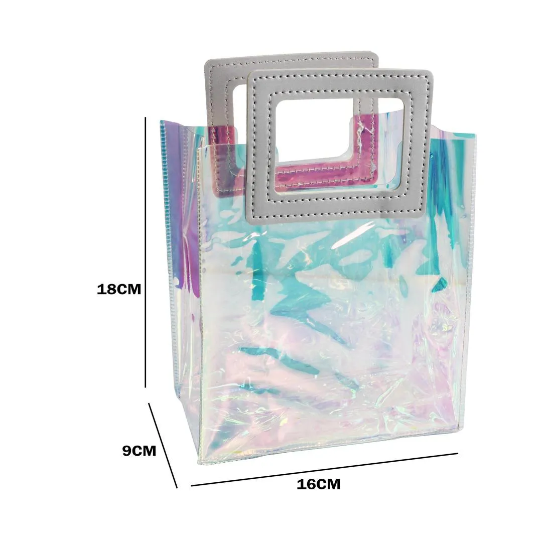 Transparent Clear Nylon Gift Bag High Quality PVC Handled Gift and Shopping Bag (Clear, 16x18x9 cm)